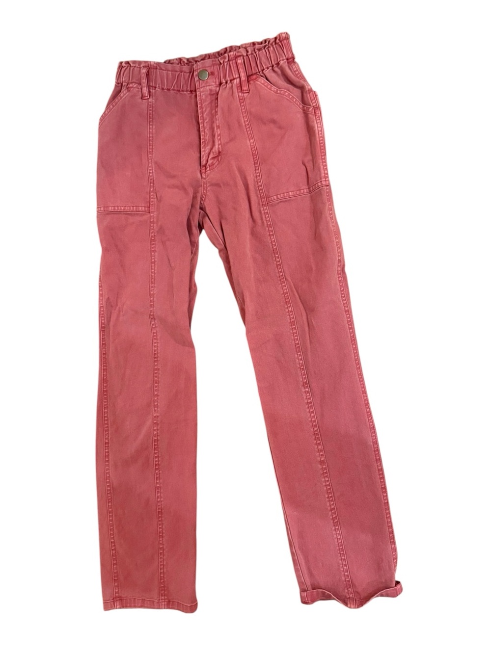 YFB High-Waist Paperbag Jeans Red XS